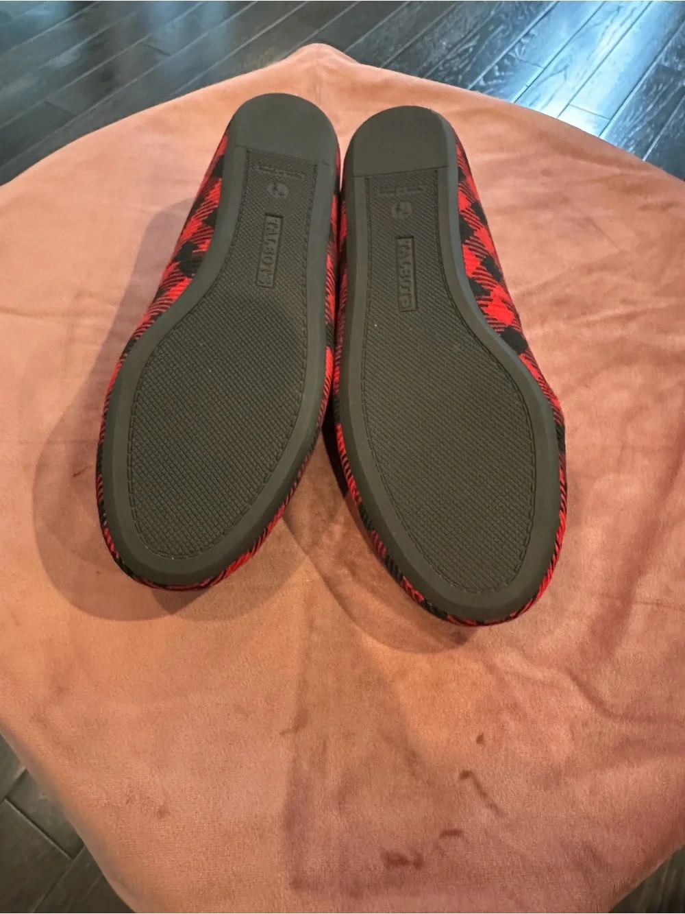 Talbots Red & Black Plaid Tassel Loafers